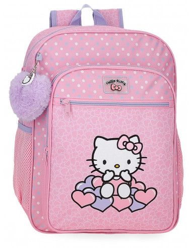 MOCHILA 38CM.HELLO KITTY HEARTS  DOTS